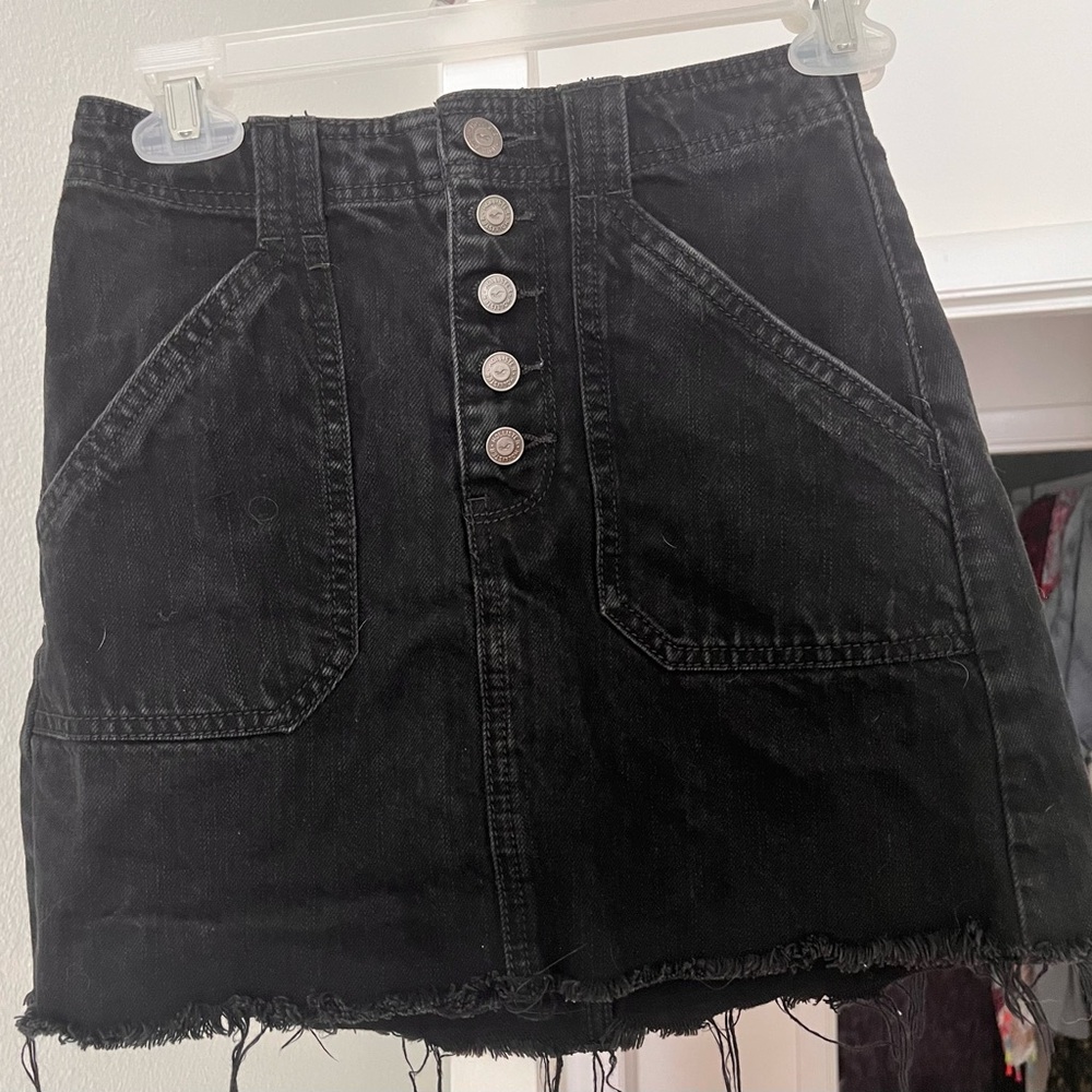 Hollister Black Button-Up Mini Skirt